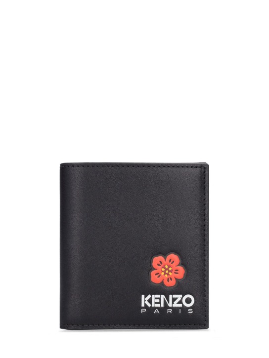 Kenzo Paris: Boke print leather mini fold wallet - Siyah - men_0 | Luisa Via Roma