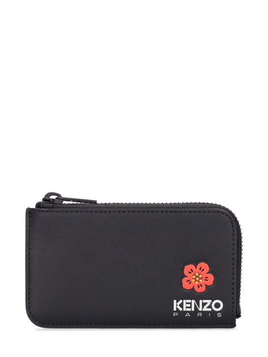 Kenzo Paris: Boke print leather zip card holder - Black - men_0 | Luisa Via Roma