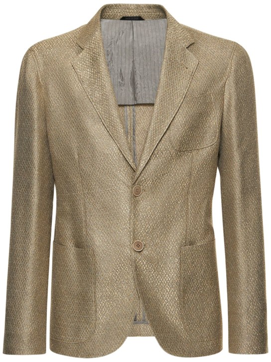 Textured linen viscose jacket Giorgio Armani Men Luisaviaroma