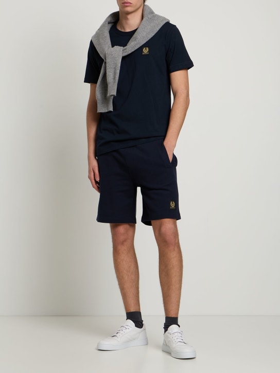 Belstaff: T-shirt in jersey con logo - Navy - men_1 | Luisa Via Roma