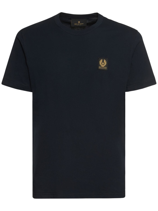 Belstaff: T-shirt in jersey con logo - Navy - men_0 | Luisa Via Roma