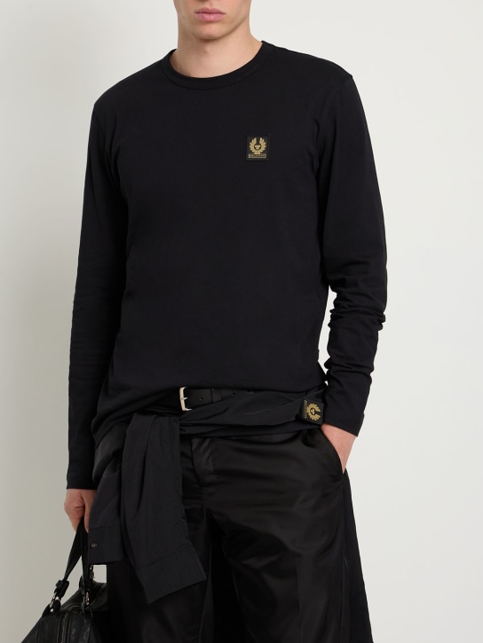 Belstaff: Logo cotton jersey l/s t-shirt - men_1 | Luisa Via Roma