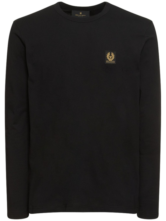 Belstaff: Logo cotton jersey l/s t-shirt - men_0 | Luisa Via Roma