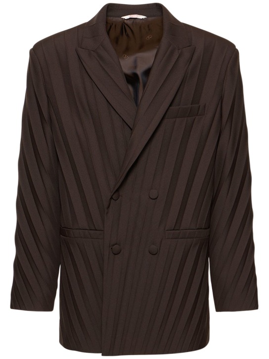 Plissé double breasted jacket - Thumbnail 1