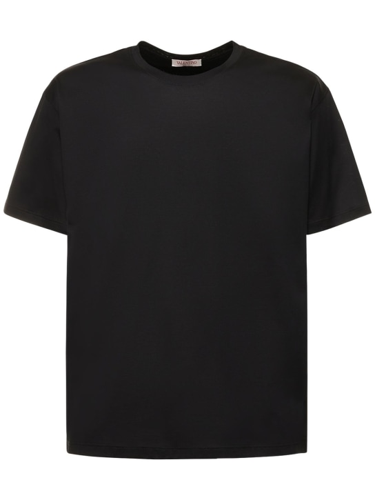 Valentino: Camiseta de algodón jersey - Negro - men_0 | Luisa Via Roma