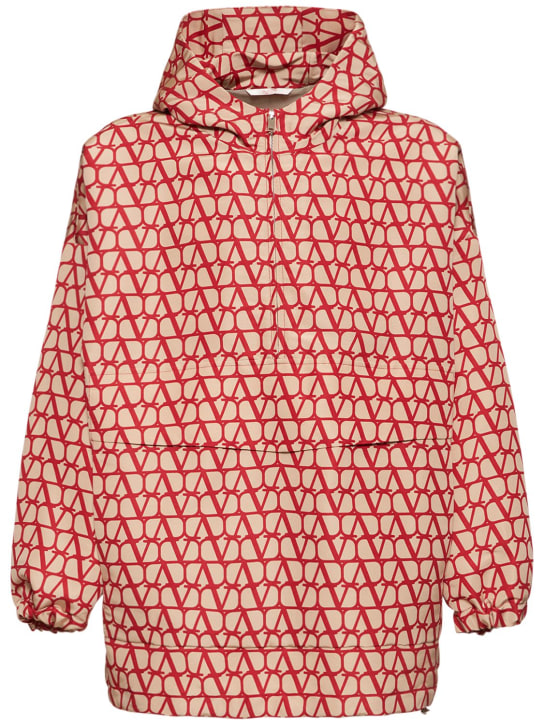 Valentino: Toile iconographe silk caban jacket - Red - men_0 | Luisa Via Roma