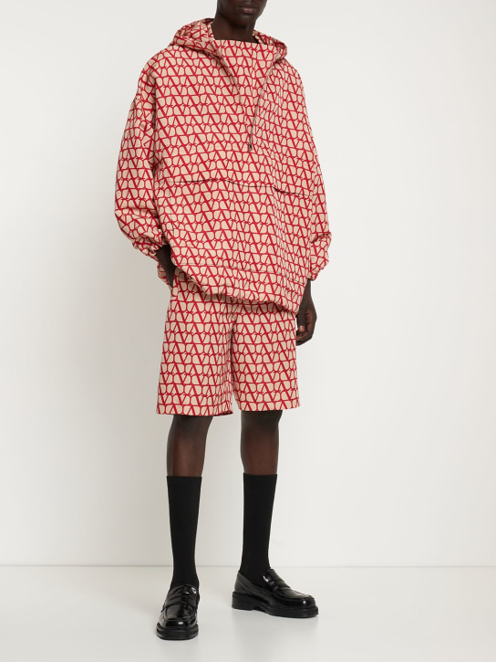 Valentino: Toile iconographe silk caban jacket - Red - men_1 | Luisa Via Roma