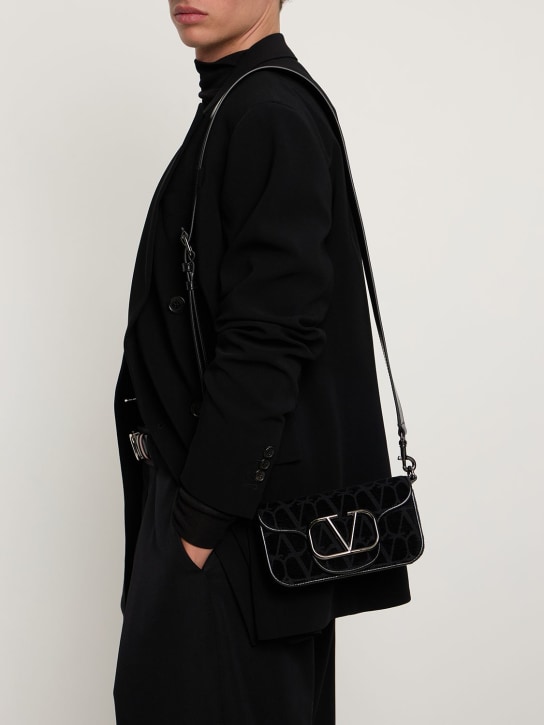 Valentino Garavani: Mini toile iconographe shoulder bag - Black - men_1 | Luisa Via Roma