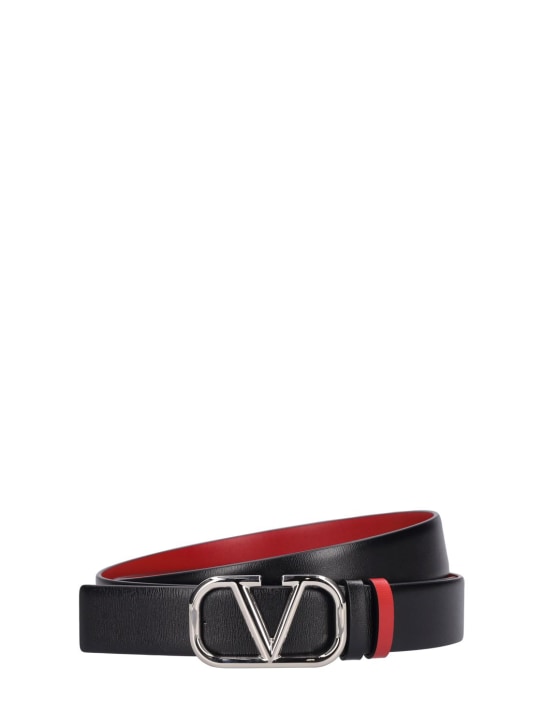 Valentino Garavani: 30mm Vlogo reversible leather belt - men_0 | Luisa Via Roma