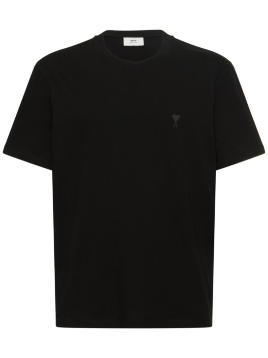 AMI Paris: ADC tonal cotton t-shirt - Black - men_0 | Luisa Via Roma