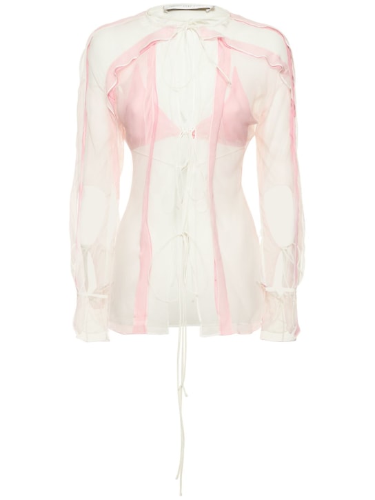 Christopher Esber: Set camicia e reggiseno in chiffon di seta - Rosa - women_0 | Luisa Via Roma