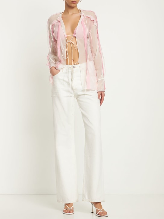 Christopher Esber: Set camicia e reggiseno in chiffon di seta - Rosa - women_1 | Luisa Via Roma
