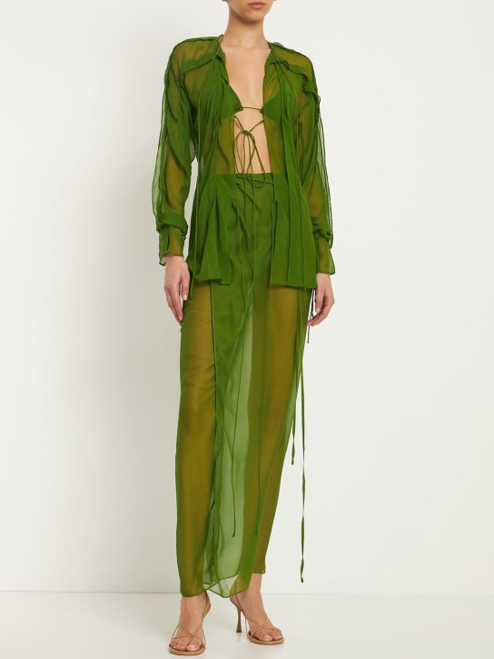 Christopher Esber: Silk chiffon long wrap skirt - Green - women_1 | Luisa Via Roma
