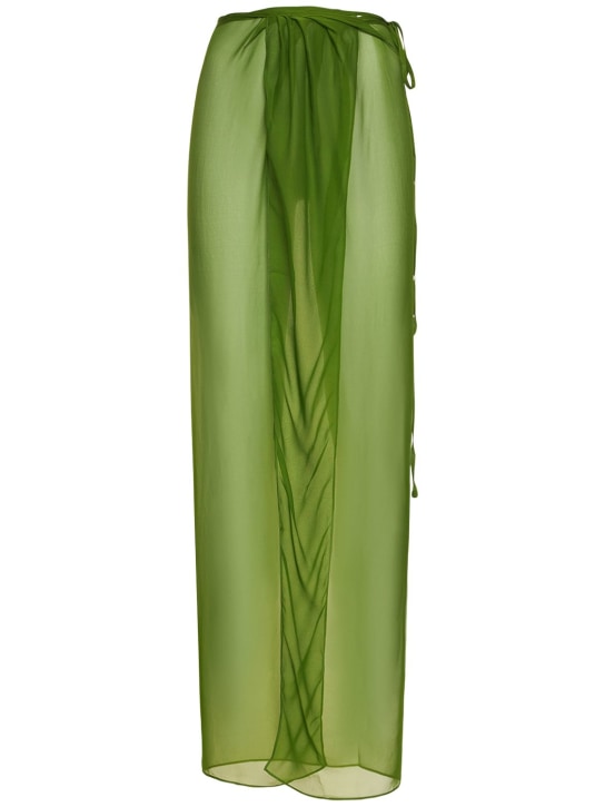Christopher Esber: Silk chiffon long wrap skirt - Green - women_0 | Luisa Via Roma
