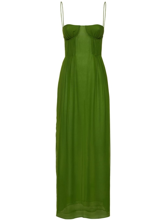 Christopher Esber: Silk chiffon pleated long dress - women_0 | Luisa Via Roma