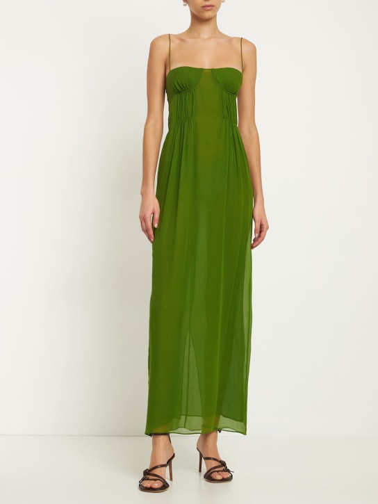 Christopher Esber: Silk chiffon pleated long dress - women_1 | Luisa Via Roma