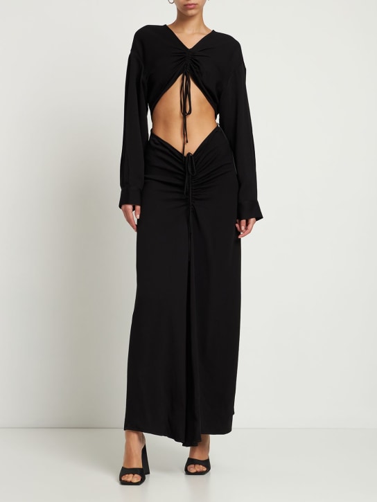 Christopher Esber: Viscose jersey cutout gathered dress - women_1 | Luisa Via Roma