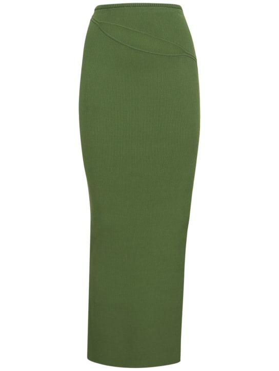 Christopher Esber: Jupe longue côtelée ajourée - Vert - women_0 | Luisa Via Roma