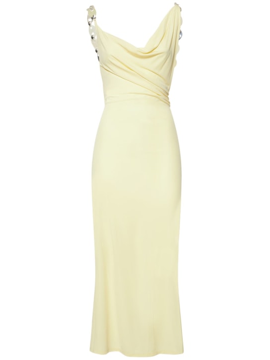 Christopher Esber: Viscose jersey backless chain midi dress - Yellow - women_0 | Luisa Via Roma