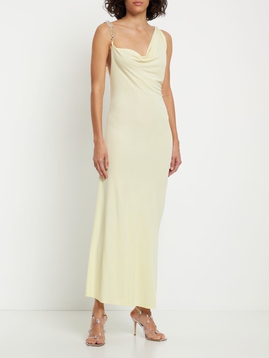 Christopher Esber: Vestido midi de jersey viscosa con cadena - Amarillo - women_1 | Luisa Via Roma