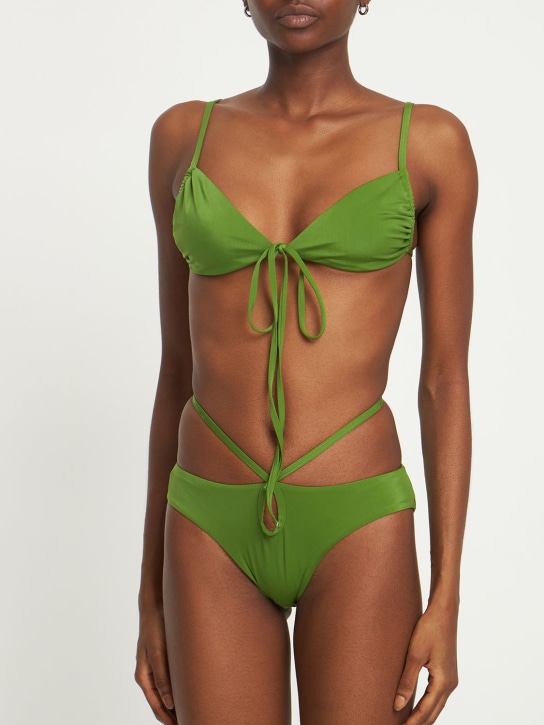 Christopher Esber: Tie front & back bikini top - Green - women_1 | Luisa Via Roma