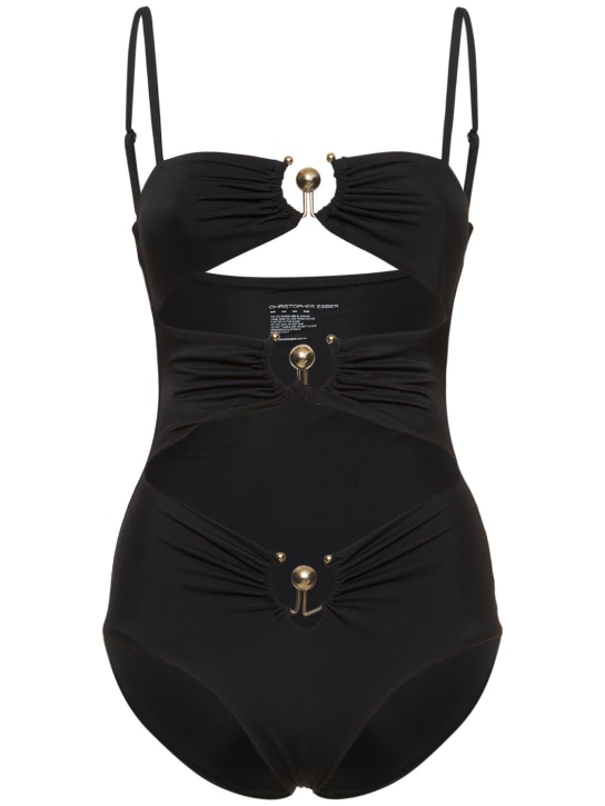 Christopher Esber: Orbit cutout one piece swimsuit - Black - women_0 | Luisa Via Roma