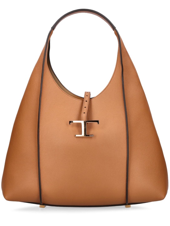 Tod's: Medium T sacca shoulder bag - Brown - women_0 | Luisa Via Roma