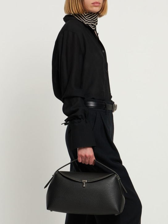 Toteme: T-Lock leather top handle bag - Black - women_1 | Luisa Via Roma