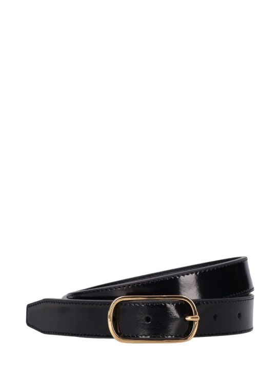 Toteme: 2.5cm Wide oval buckle leather belt - Siyah - women_0 | Luisa Via Roma