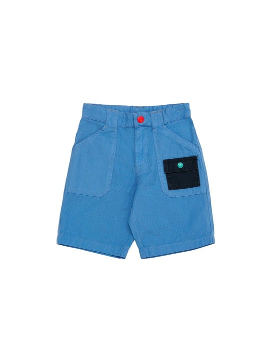 Marc Jacobs: Cotton shorts w/ patch pocket - Blue - kids-boys_0 | Luisa Via Roma