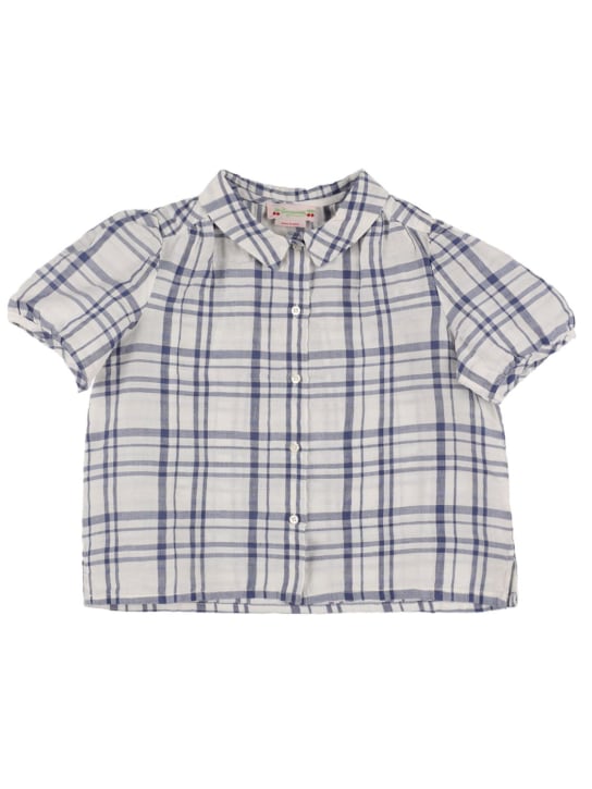 Bonpoint: Blend linen & cotton shirt - Blue - kids-girls_0 | Luisa Via Roma