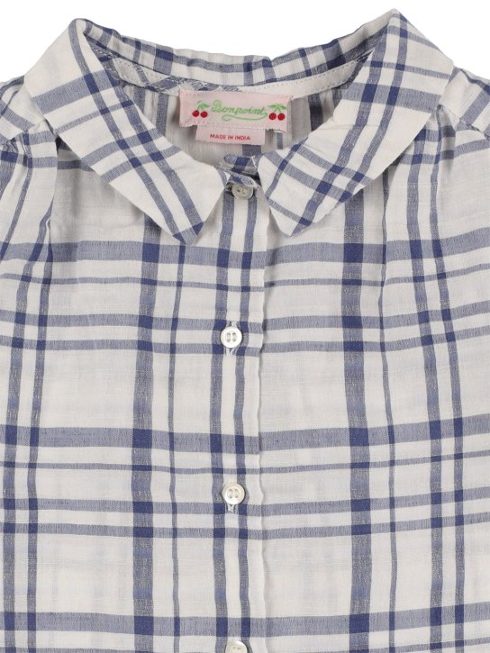Bonpoint: Blend linen & cotton shirt - Blue - kids-girls_1 | Luisa Via Roma