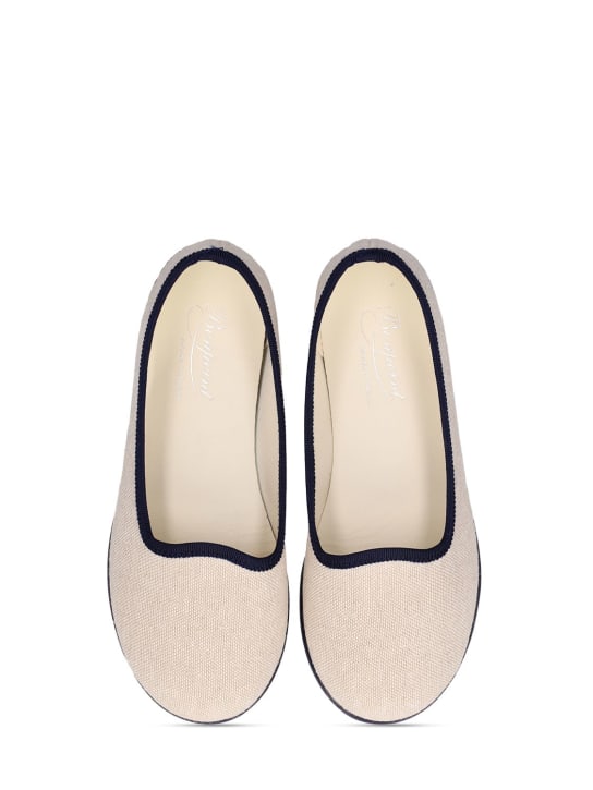 Bonpoint: レザーローファー - ベージュ/ネイビー - kids-girls_1 | Luisa Via Roma