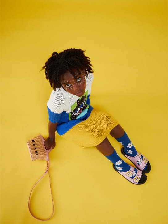 Marni Junior: 嵌花束带凉拖 - 粉色 - kids-girls_1 | Luisa Via Roma