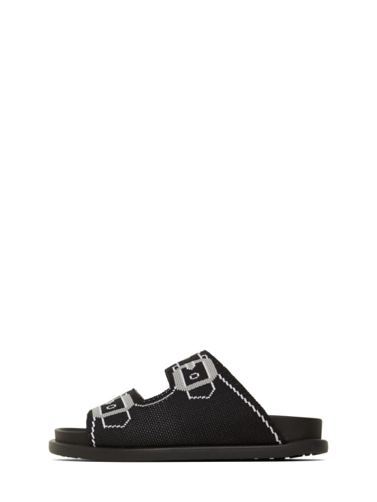 Marni Junior: Intarsia strap slide sandals - Black - kids-girls_0 | Luisa Via Roma