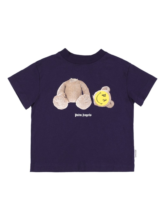 Palm Angels: T-shirt en jersey de coton imprimé ourson - kids-boys_0 | Luisa Via Roma