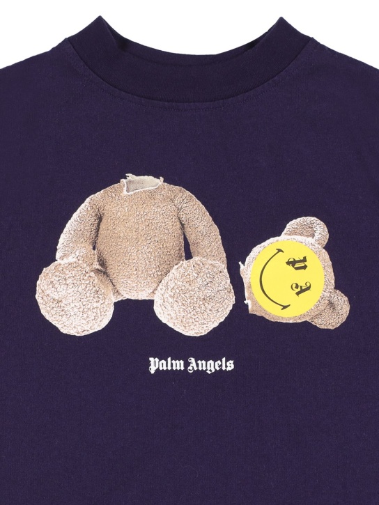 Palm Angels: T-shirt en jersey de coton imprimé ourson - kids-boys_1 | Luisa Via Roma