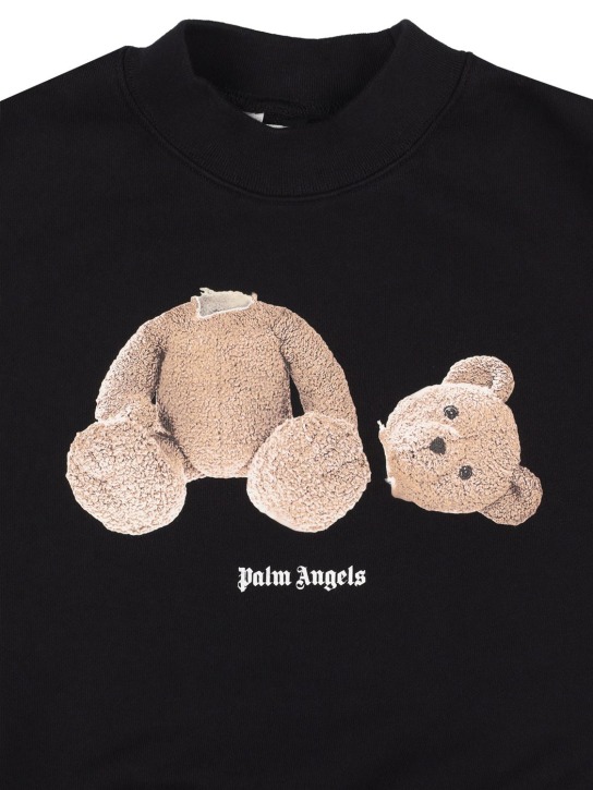 Palm Angels: Croco print cotton sweatshirt - Black - kids-girls_1 | Luisa Via Roma