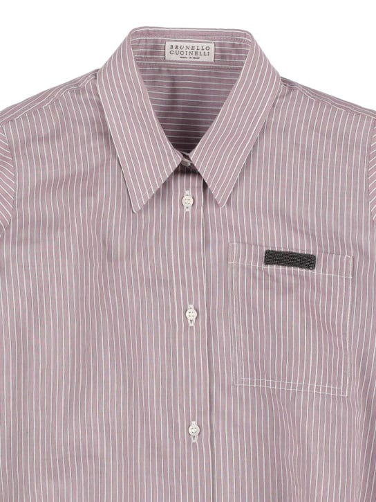 Brunello Cucinelli: Camisa de algodón y seda - Púrpura Claro - kids-girls_1 | Luisa Via Roma