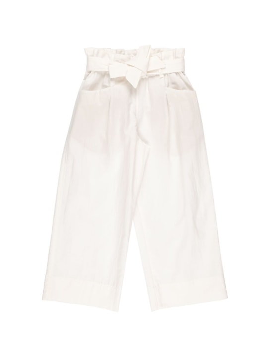 Brunello Cucinelli: Pantaloni in cotone - Bianco - kids-girls_0 | Luisa Via Roma