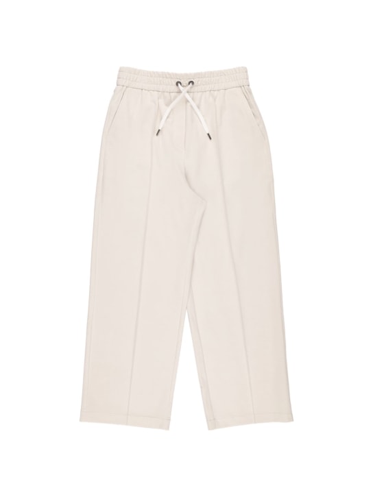 Brunello Cucinelli: ワイドスウェットパンツ - オフホワイト - kids-girls_0 | Luisa Via Roma