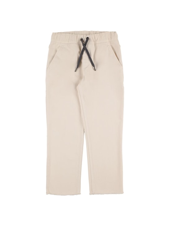 Brunello Cucinelli: クリスピーコットンパンツ - オフホワイト - kids-girls_0 | Luisa Via Roma