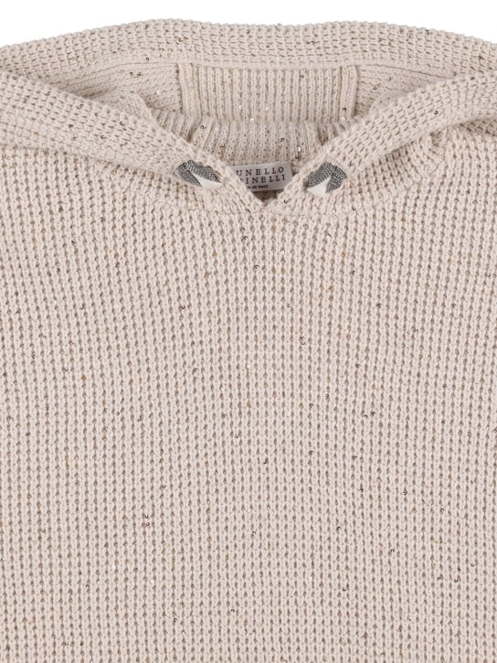Brunello Cucinelli: メッシュコットンセーター - ベージュ - kids-girls_1 | Luisa Via Roma