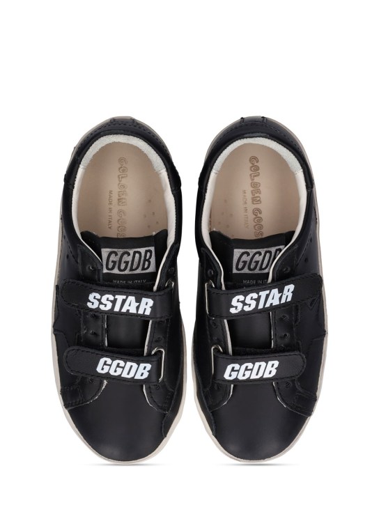Golden Goose: Old School leather strap sneakers - Black - kids-boys_1 | Luisa Via Roma