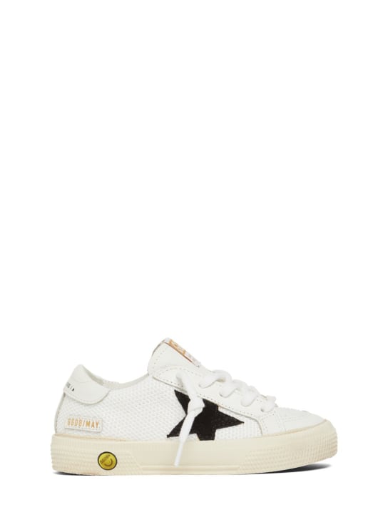 Golden Goose: May leather lace-up sneakers - White - kids-boys_0 | Luisa Via Roma