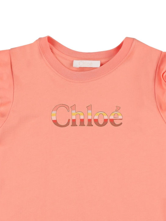 Chloé: Logo print organic jersey dress - kids-girls_1 | Luisa Via Roma