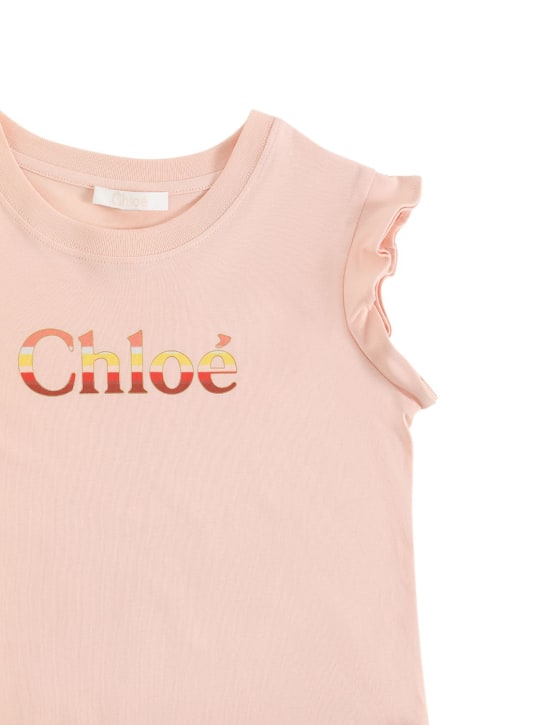 Chloé: Robe en jersey biologique imprimé logo - kids-girls_1 | Luisa Via Roma