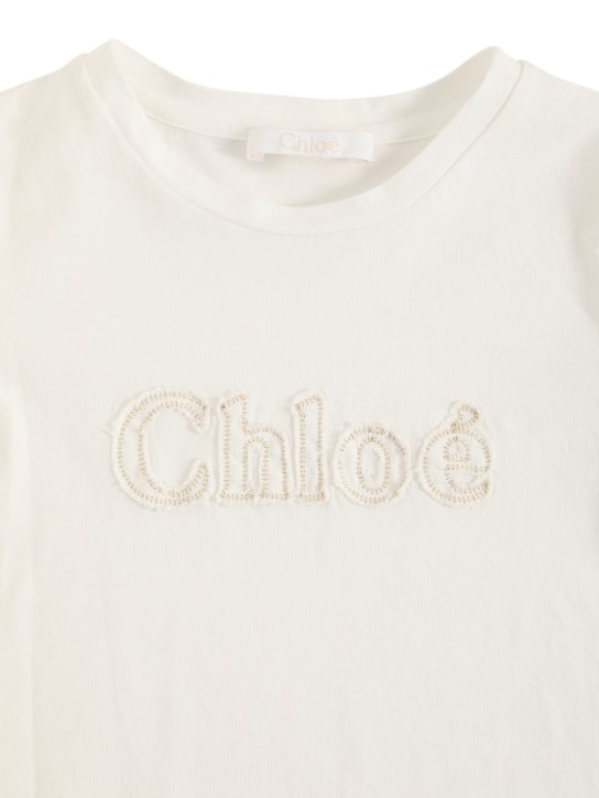 Chloé: T-shirt in jersey di cotone organico - Bianco - kids-girls_1 | Luisa Via Roma