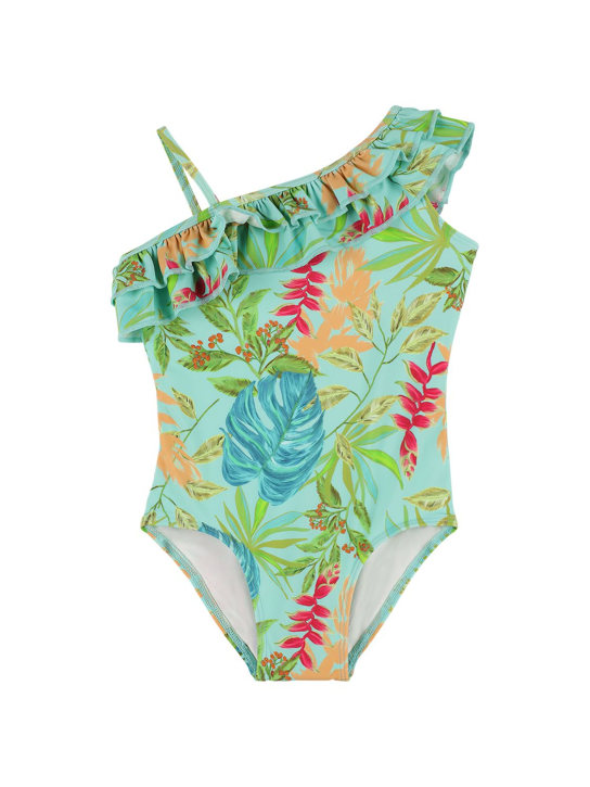 Patbo: Printed Lycra one piece swimsuit - Lightblue/Multi - kids-girls_0 | Luisa Via Roma