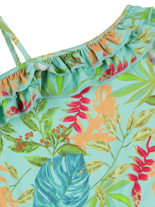 Patbo: Printed Lycra one piece swimsuit - Lightblue/Multi - kids-girls_1 | Luisa Via Roma